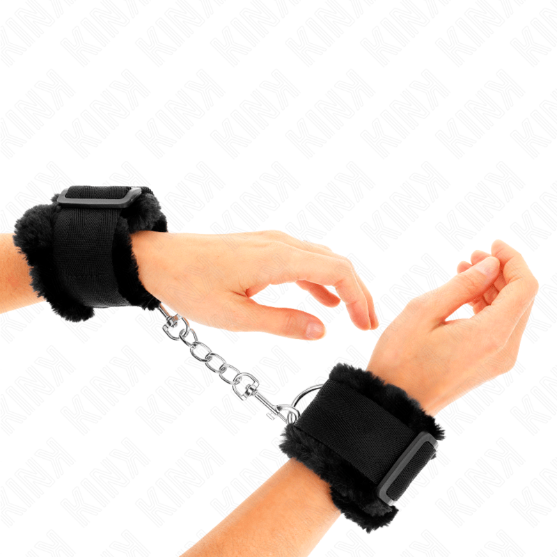 KINK – APPUI-POIGNETS DOUBLÉS DE FOURRURE NOIR AJUSTABLE 17-31 CM X 7 CM