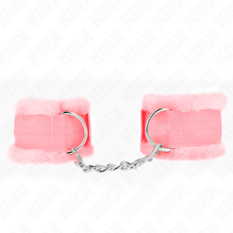 KINK – APPUI-POIGNETS DOUBLÉS DE FOURRURE ROSE RÉGLABLE 17-31 CM X 7 CM