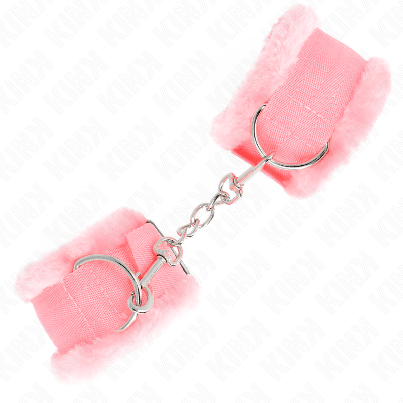 KINK – APPUI-POIGNETS DOUBLÉS DE FOURRURE ROSE RÉGLABLE 17-31 CM X 7 CM