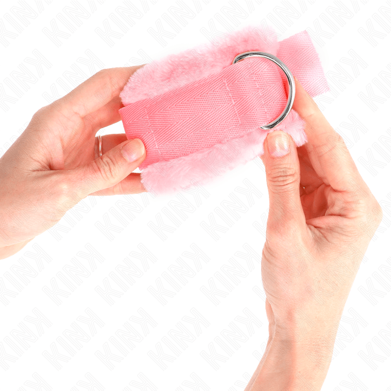 KINK – APPUI-POIGNETS DOUBLÉS DE FOURRURE ROSE RÉGLABLE 17-31 CM X 7 CM