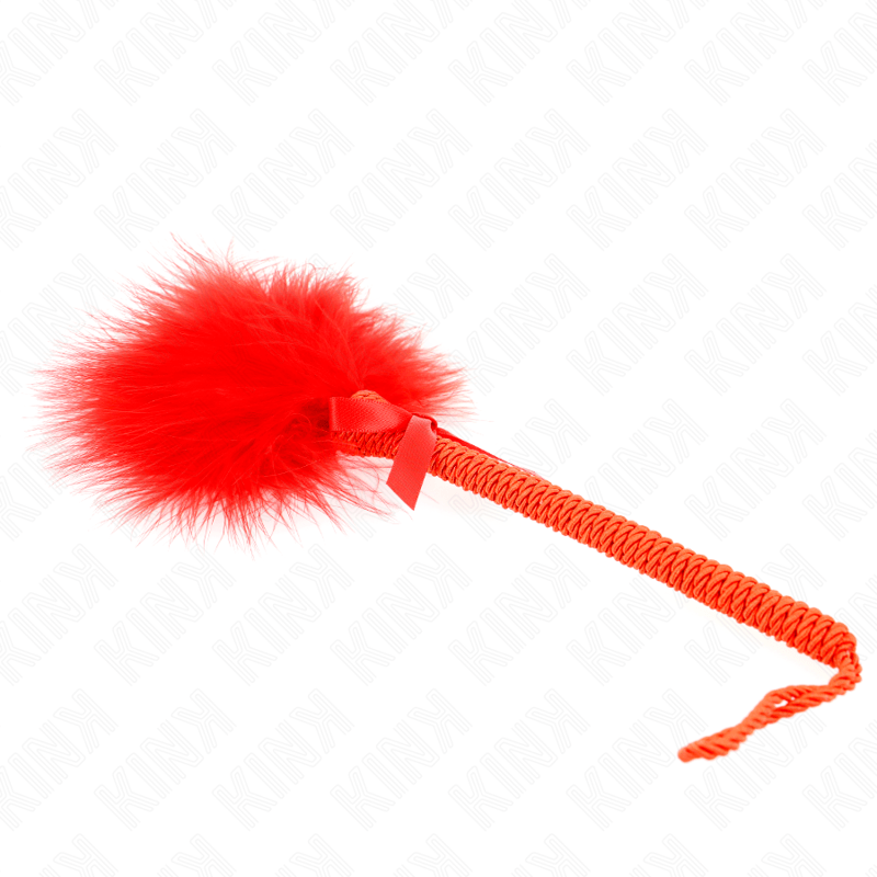 KINK – Baguette en corde de nylon avec plumes chatouillantes et noeud rouge 25 cm