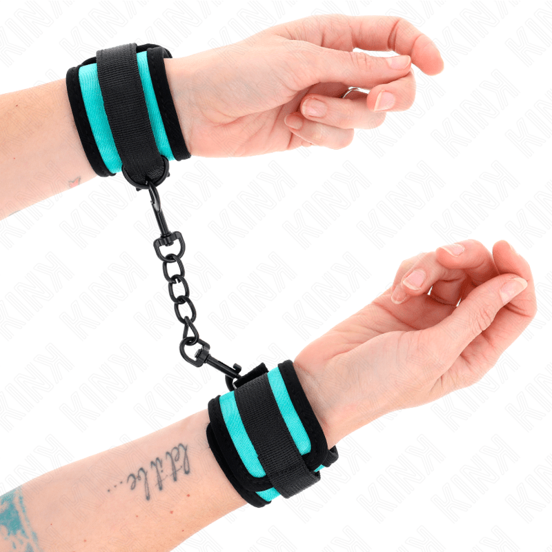 KINK – APPAREILS DE POIGNET EN NYLON À CROCHET ET BOUCLE NOIR-BLEU RÉGLABLE 18-32 CM X 5 CM