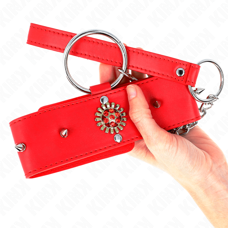 KINK – COLLIER DIAMANTS ROUGES AVEC CEINTURE 65 CM AJDUSTABLE 35-51 CM X 7 CM