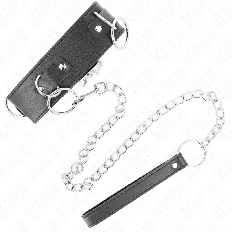 KINK – COLLIER AVEC LAISSE 65 CM 3 ANNEAUX MODÈLE 2 RÉGLABLE 36-43 CM X 5 CM