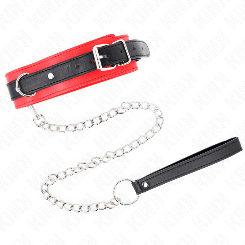 KINK – COLLIER MODÈLE BASIC AVEC LAISSE 65 CM MODÈLE 3 ROUGE 53 X 5 CM