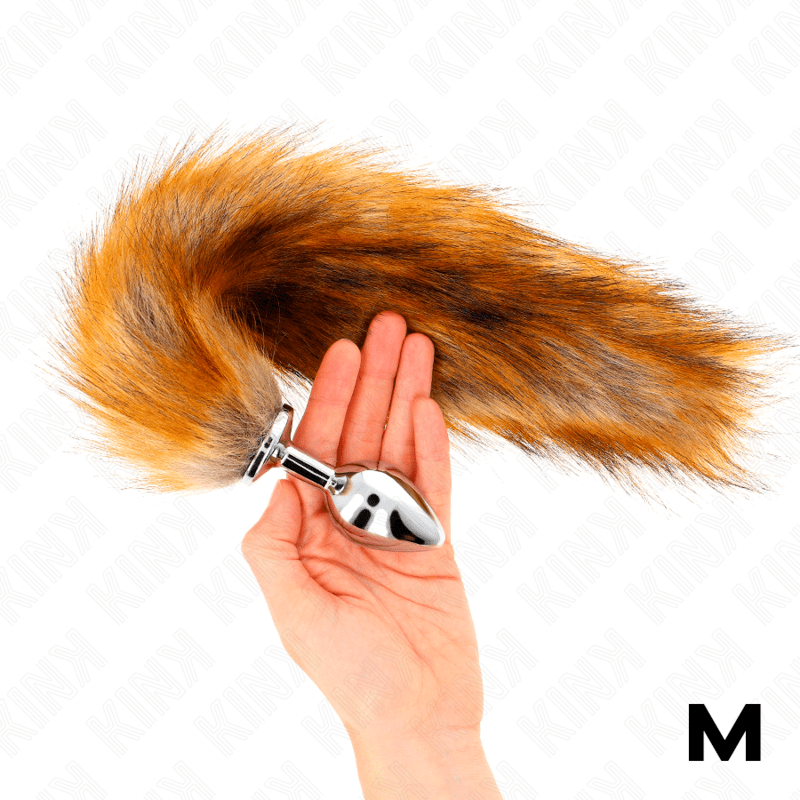 KINK – PLUG ANAL TAILLE M 8 X 3,5 CM AVEC QUEUE SYNTHÉTIQUE 40 CM MARRON