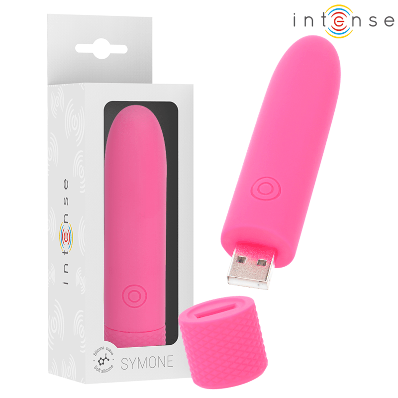 INTENSE – SYMONE BULLET VIBRANT RECHARGEABLE USB 8 VIBRATIONS ROSE 10 X 2,2 CM