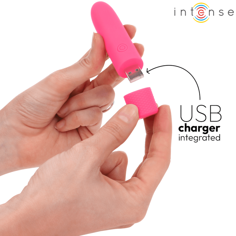 INTENSE – SYMONE BULLET VIBRANT RECHARGEABLE USB 8 VIBRATIONS ROSE 10 X 2,2 CM