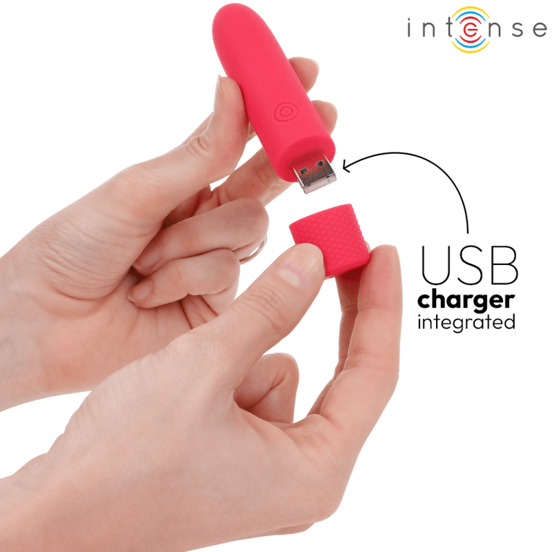 INTENSE – SYMONE BULLET VIBRANT RECHARGEABLE USB 8 VIBRATIONS ROUGE 10 X 2,2 CM
