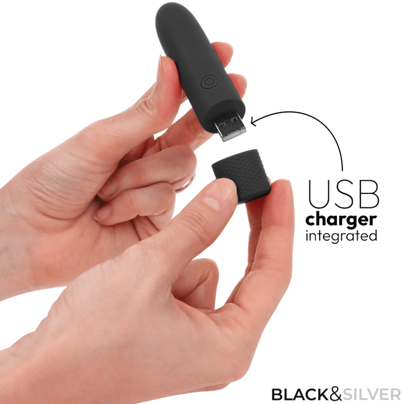 BLACK  SILVER – GERI BULLET VIBRANT RECHARGEABLE USB 8 VIBRATIONS NOIR 10 X 2,2 CM