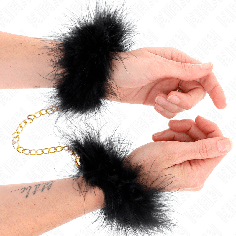 KINK – MANCHETTES EN PLUME AVEC CHAÎNE OR MODÈLE 0