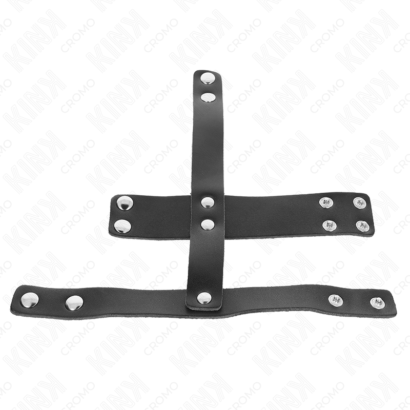KINK – ANNEAU DE CAGE À PÉNIS EN CUIR AVEC SÉPARATEUR DE BALLES RÉGLABLE