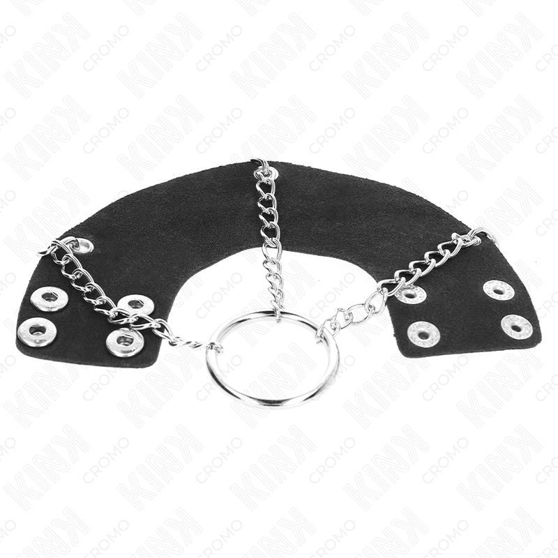 KINK – ANNEAU PÉNIS CHAÎNE 4 CM 7 CM MÉTAL AVEC CEINTURE EN CUIR