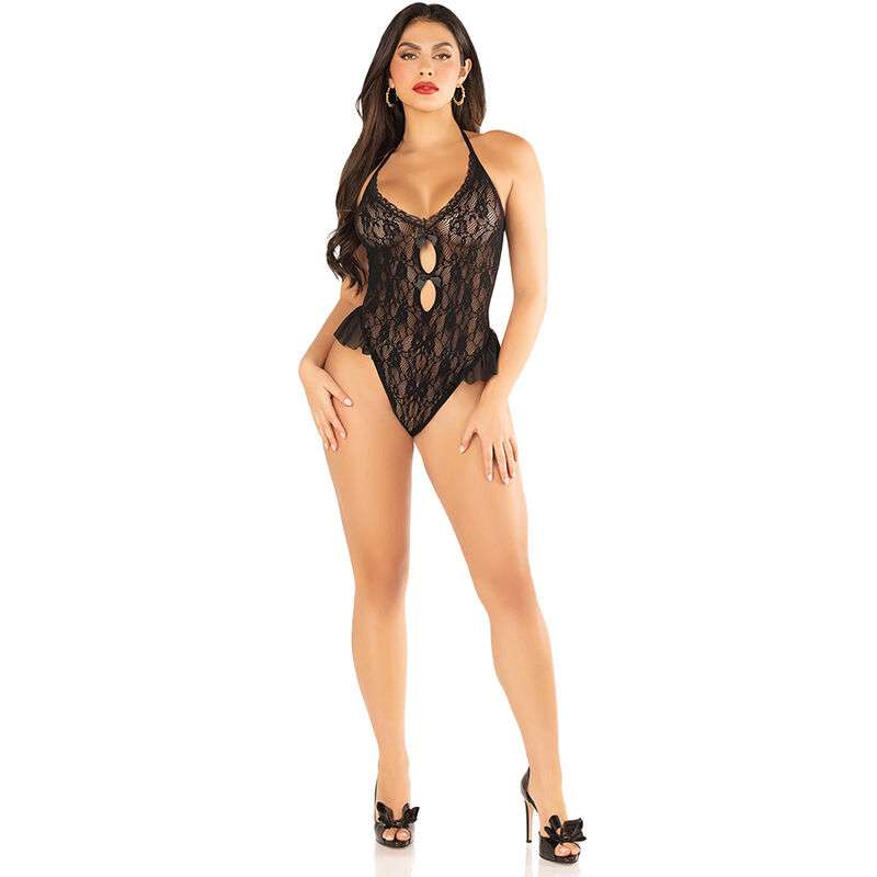 LEG AVENUE – BODY AVEC NOEUD ET VOLANTS NOIR TAILLE UNIQUE