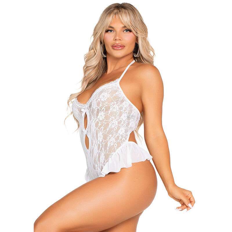 LEG AVENUE – BODY AVEC NOEUD ET VOLANTS BLANC TAILLE UNIQUE