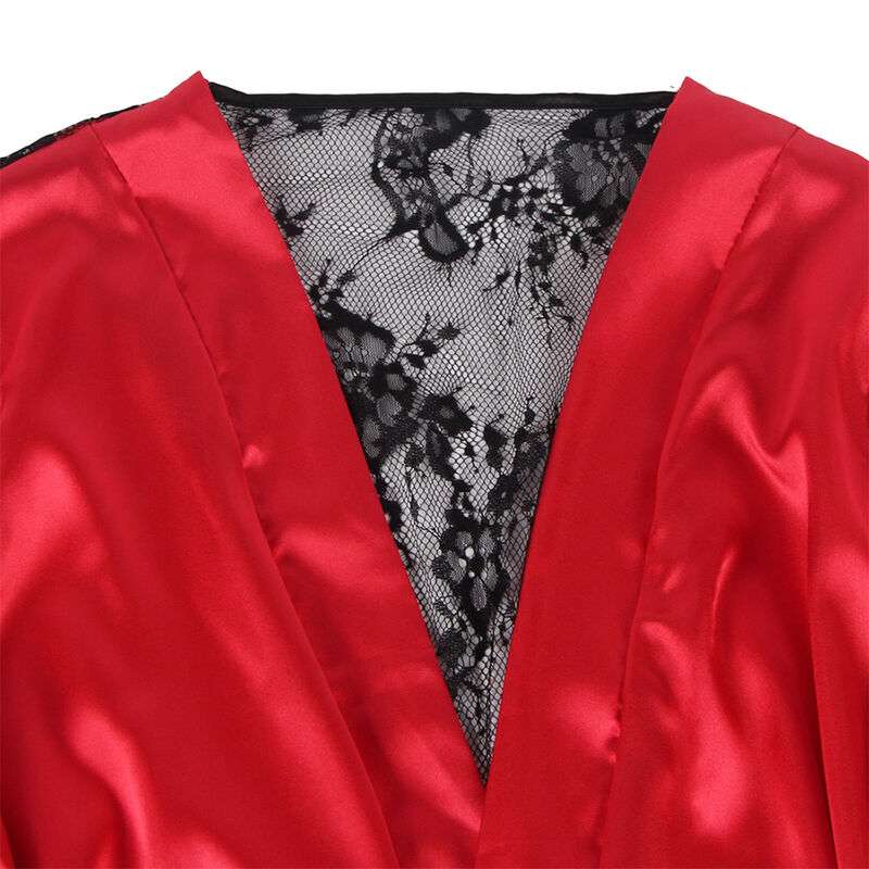SUBBLIME – 954024 CARACO DOS TRANSPARENT EN DENTELLE + STRING ROUGE/NOIR L/XL