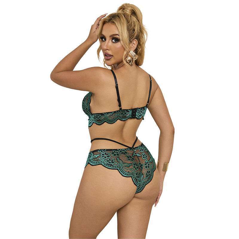 SUBBLIME – 954086 SOUTIEN-GORGE + CULOTTE DENTELLE VERT S/M