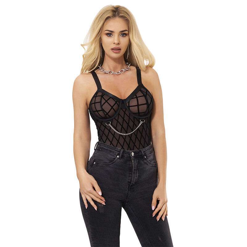 SUBBLIME – 954260 BODY AVEC CHAÎNES + PORTE-JARRETELLES NOIR S/M