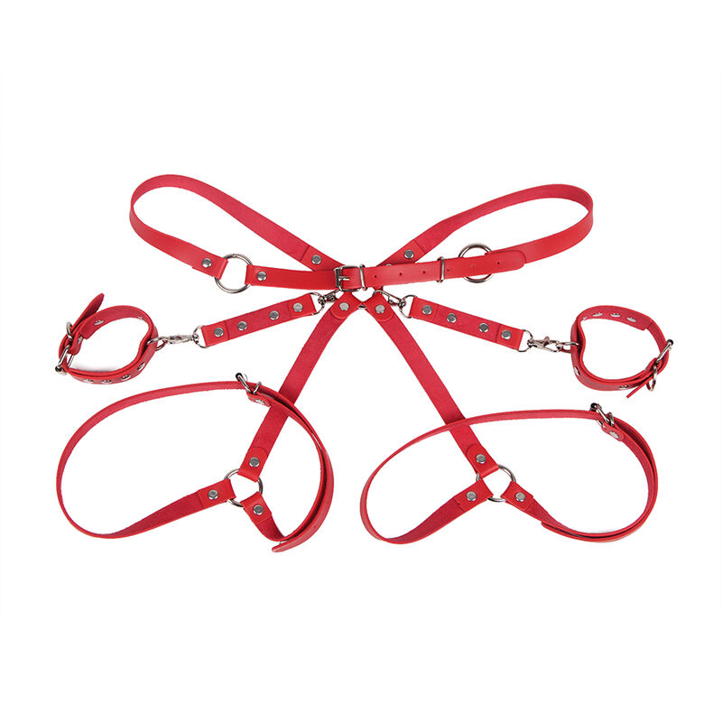 SUBBLIME – 953706 MENOTTES AVEC CEINTURE DE BONDAGE ROUGE TAILLE UNIQUE