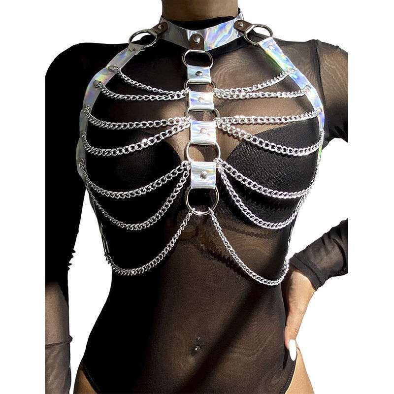 SUBBLIME – 953737 HARNAIS DE POITRINE AVEC ANNEAUX ET CHAÎNES ARGENT TAILLE UNIQUE