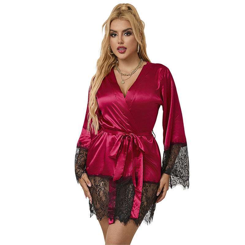 SUBBLIME – 953812 PYJAMA DENTELLE ÉLÉGANT + STRING ROUGE S/M