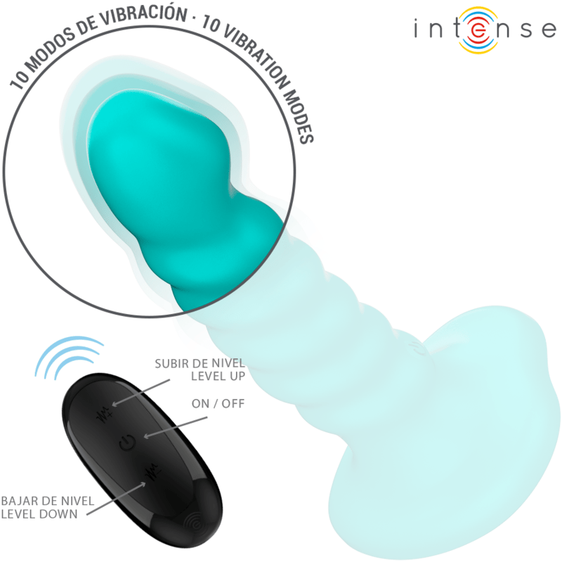 INTENSE – BUFFY VIBRATEUR TAILLE S DESIGN SPIRALE 10 VIBRATIONS TÉLÉCOMMANDE BLEUE