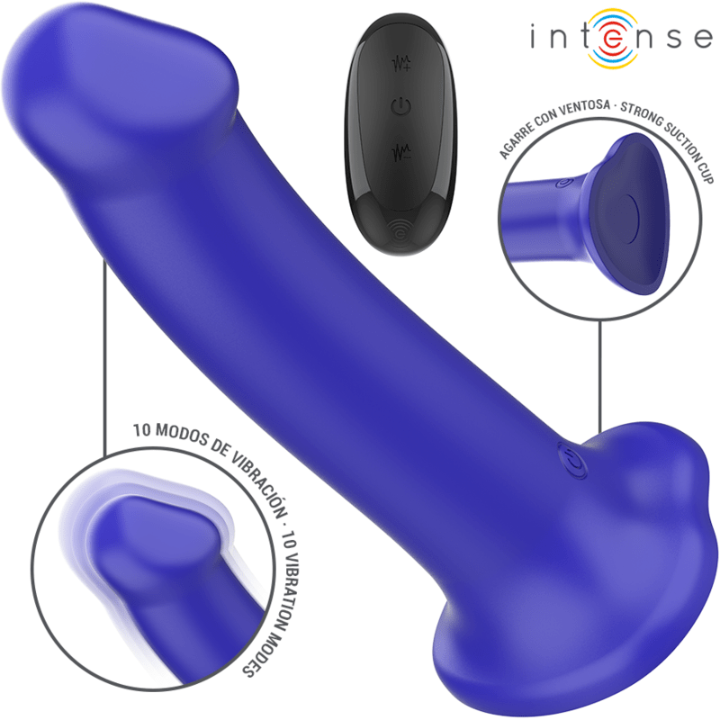 INTENSE – VICTORIA VIBRATEUR AVEC VENTOUSE 10 VIBRATIONS BLEU FONCÉ TÉLÉCOMMANDE