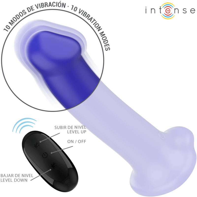 INTENSE – VICTORIA VIBRATEUR AVEC VENTOUSE 10 VIBRATIONS BLEU FONCÉ TÉLÉCOMMANDE