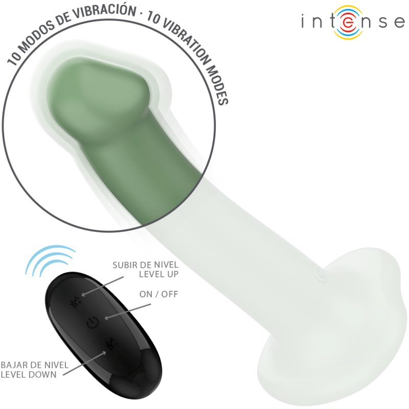 INTENSE – BECCA VIBRATEUR AVEC VENTOUSE 10 VIBRATIONS TÉLÉCOMMANDE VERTE