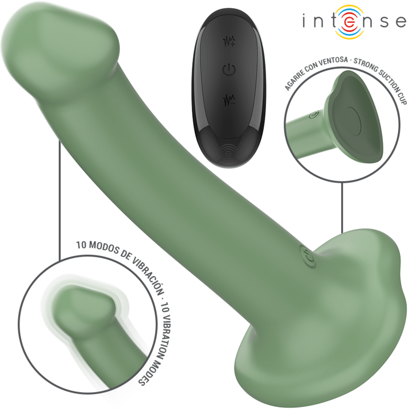 INTENSE – BECCA VIBRATEUR AVEC VENTOUSE 10 VIBRATIONS TÉLÉCOMMANDE VERTE