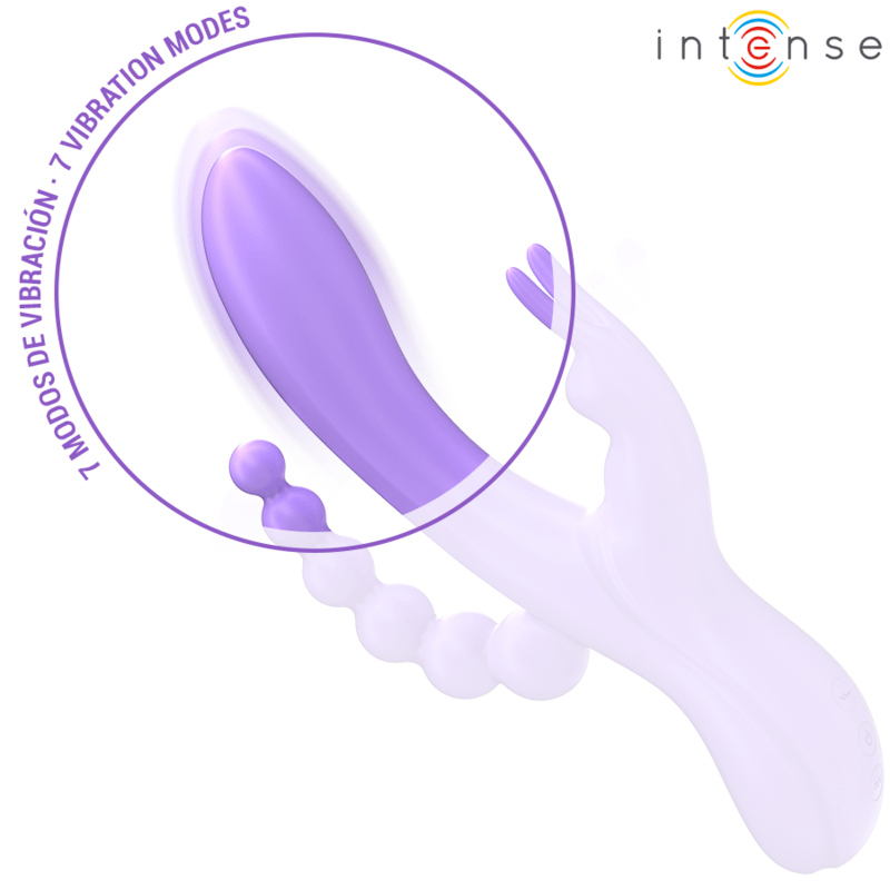 INTENSE – MIKO TRIPLE VIBRATEUR LAPIN  STIMULATEUR  ANAL 7 VIBRATIONS VIOLET