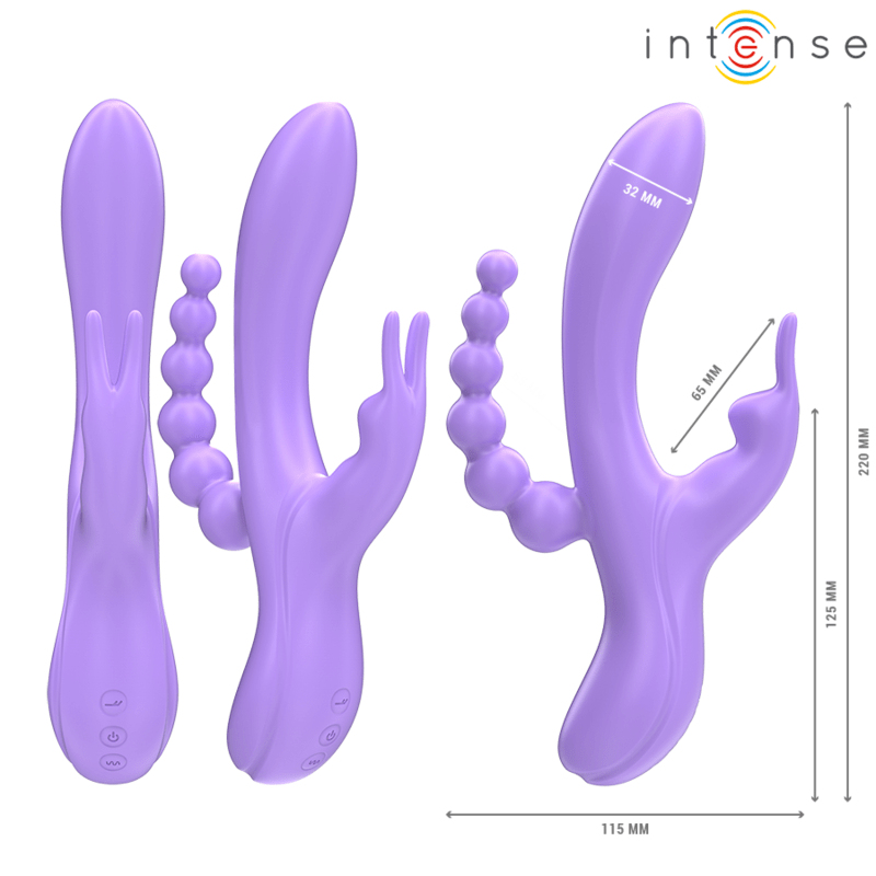 INTENSE – MIKO TRIPLE VIBRATEUR LAPIN  STIMULATEUR  ANAL 7 VIBRATIONS VIOLET