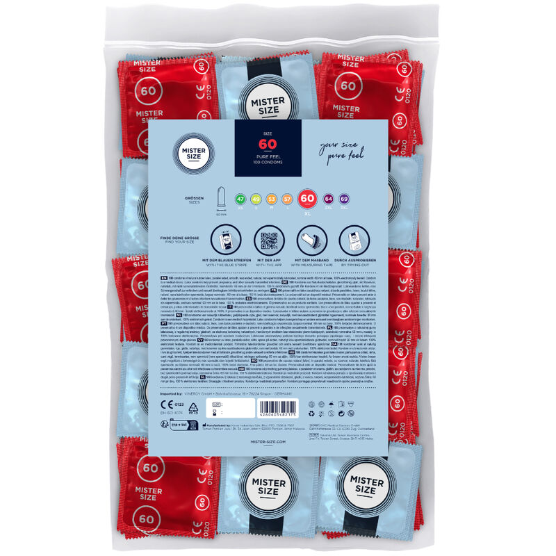 MISTER SIZE – PRÉSERVATIF TAILLE XL 60 MM (100 UNITÉS)