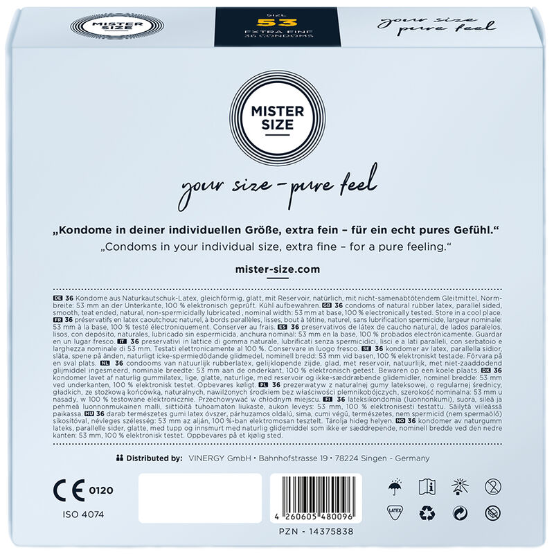 MISTER SIZE – PRÉSERVATIF TAILLE M 53 MM (36 UNITÉS)
