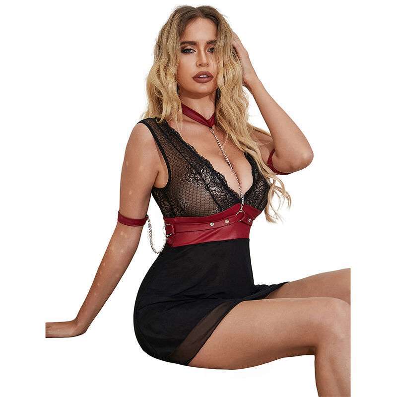 SUBBLIME – 954420 ROBE BONDAGE EN DENTELLE NOIRE S/M