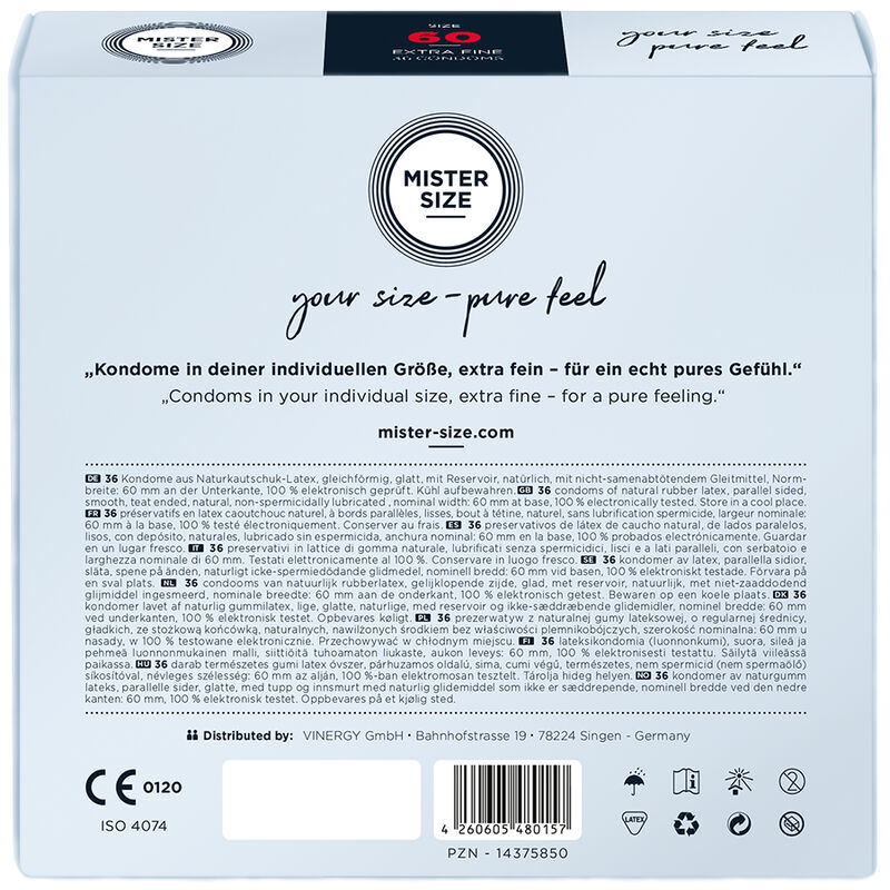 MISTER SIZE – PRÉSERVATIF TAILLE XL 60 MM (36 UNITÉS)