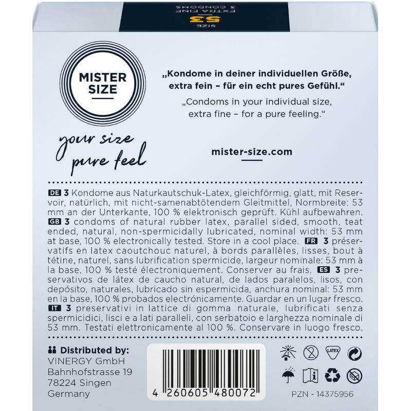 MISTER SIZE – PRÉSERVATIF TAILLE M 53 MM (3 UNITÉS)