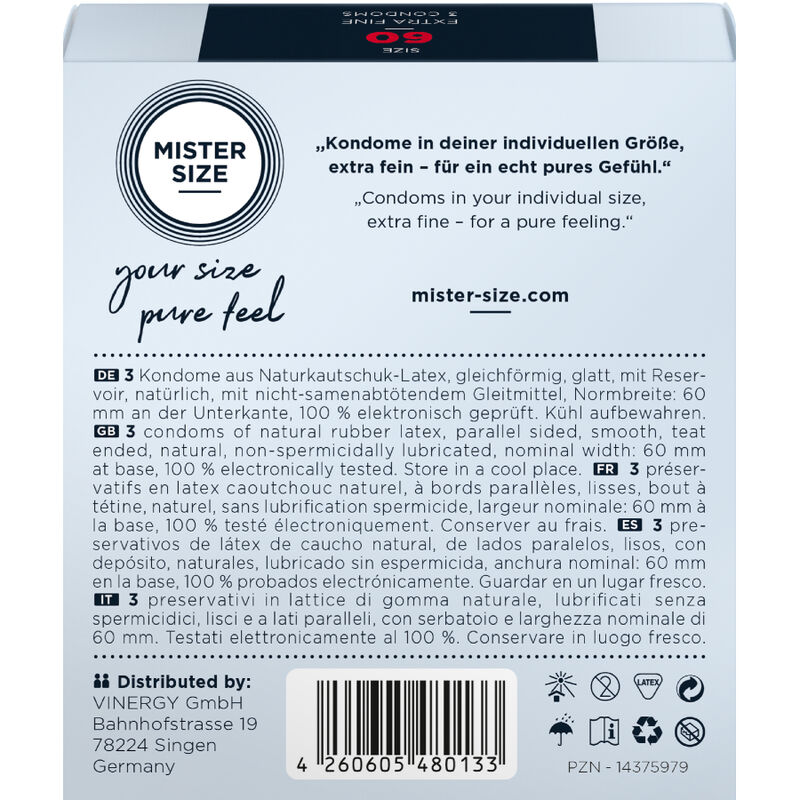 MISTER SIZE – PRÉSERVATIF TAILLE XL 60 MM (3 UNITÉS)