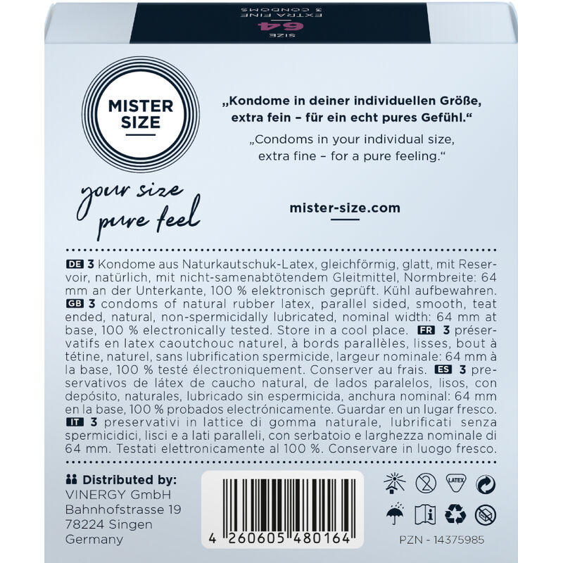 MISTER SIZE – PRÉSERVATIFS TAILLE XXL 64 MM (3 UNITÉS)