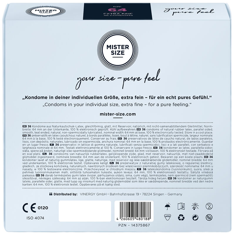 MISTER SIZE – PRÉSERVATIFS TAILLE XXL 64 MM (36 UNITÉS)