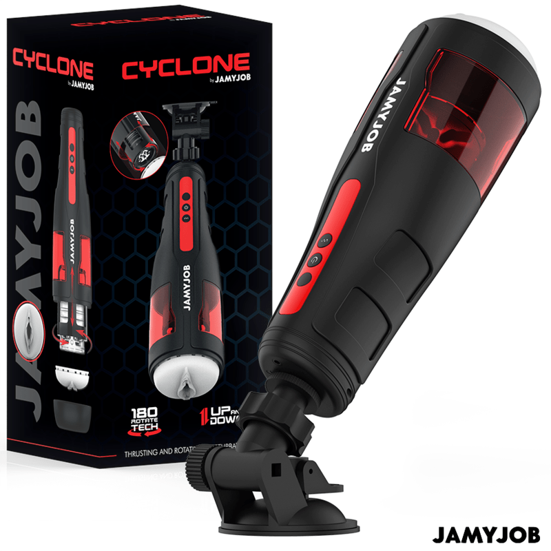 JAMYJOB – MASTURBATEUR VAGIN AUTOMATIQUE CYCLONE 10 MODES DE ROTATION ET DE POUSSÉE