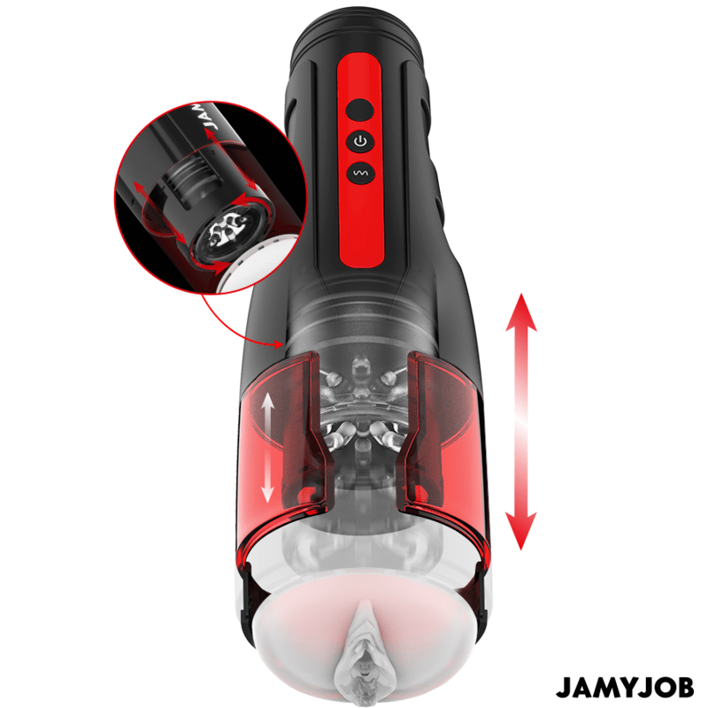 JAMYJOB – MASTURBATEUR VAGIN AUTOMATIQUE CYCLONE 10 MODES DE ROTATION ET DE POUSSÉE