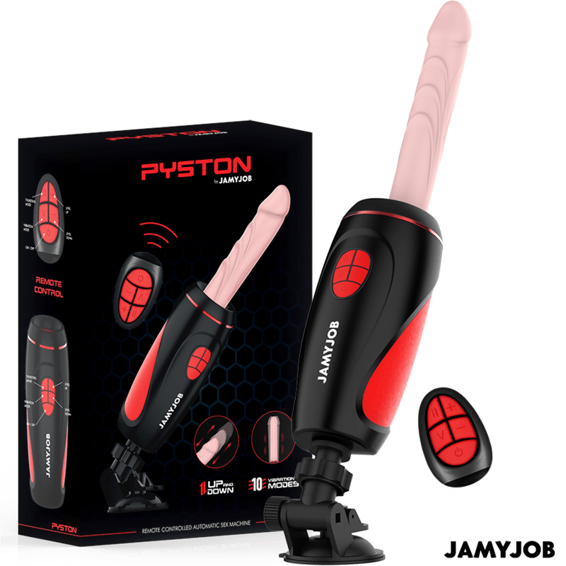 JAMYJOB – MASTURBATEUR AUTOMATIQUE PYSTON BASE AVEC DILDO À TÉLÉCOMMANDE
