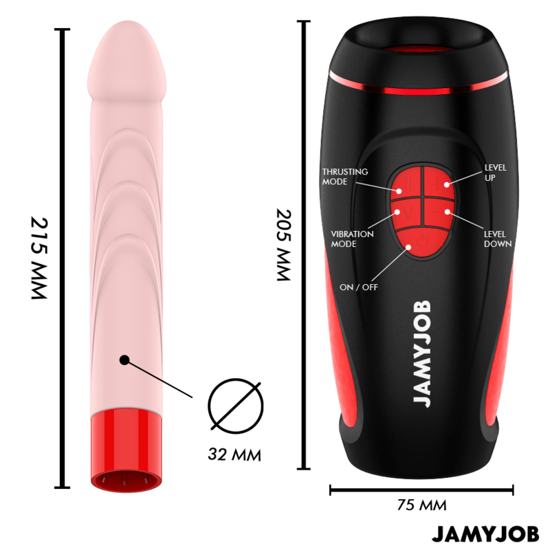 JAMYJOB – MASTURBATEUR AUTOMATIQUE PYSTON BASE AVEC DILDO À TÉLÉCOMMANDE