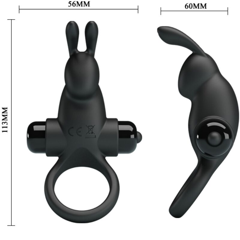 PRETTY LOVE – ANNEAU VIBRANT + STIMULATEUR DE CLITORIS RABBIT 10 VIBRATIONS NOIR