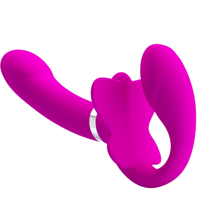 PRETTY LOVE – VIBRATEUR DOUBLE STRAP-ON VALERIE 12 VIBRATIONS VIOLET
