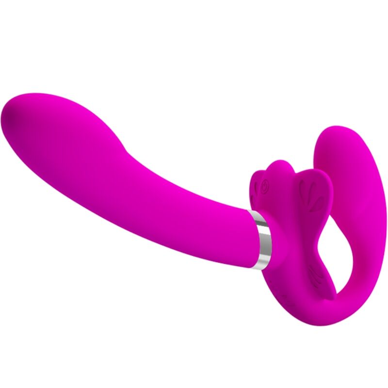 PRETTY LOVE – VIBRATEUR DOUBLE STRAP-ON VALERIE 12 VIBRATIONS VIOLET