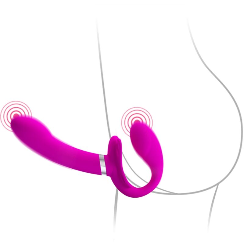 PRETTY LOVE – VIBRATEUR DOUBLE STRAP-ON VALERIE 12 VIBRATIONS VIOLET