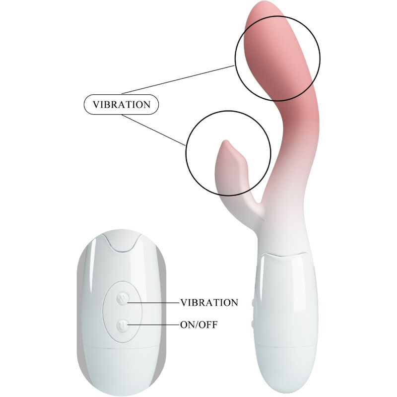 PRETTY LOVE – VIBRATEUR POINT G LUMINEUX + STIMULATEUR DE CLITORIS 30 VIBRATIONS ROSE