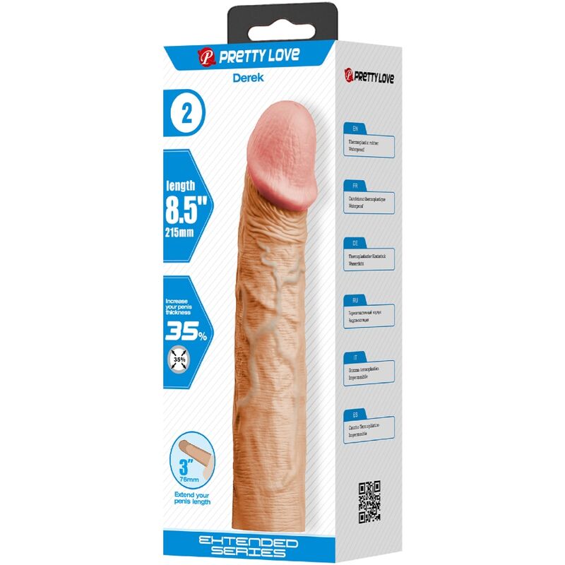 PRETTY LOVE – MANCHON DE PÉNIS DEREK AVEC EXTENSION DE 7,6 CM DE CHAIR